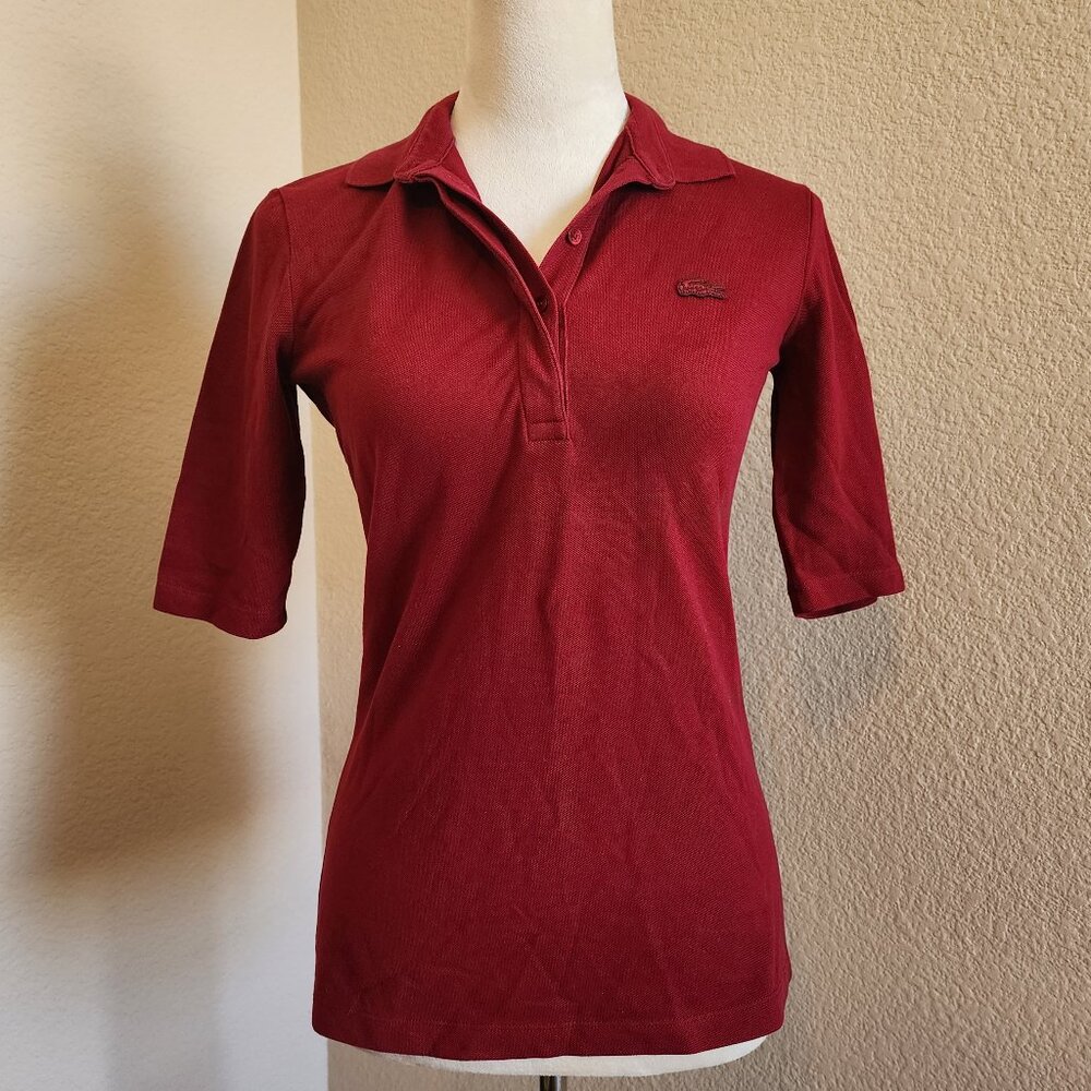 Lacoste ¾ Sleeve Polo - Maroon - 34